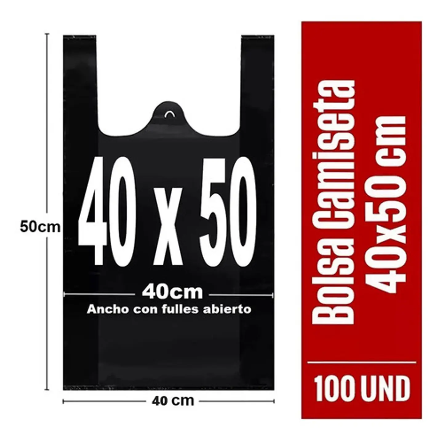 Bolsas Plásticas Tipo Camiseta - 40x50 - 100 Unidades 2