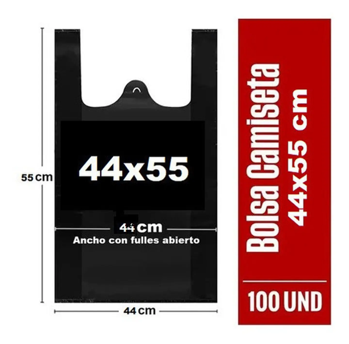 Bolsas Plásticas Tipo Camiseta - 44x55 - 100 Unidades 1