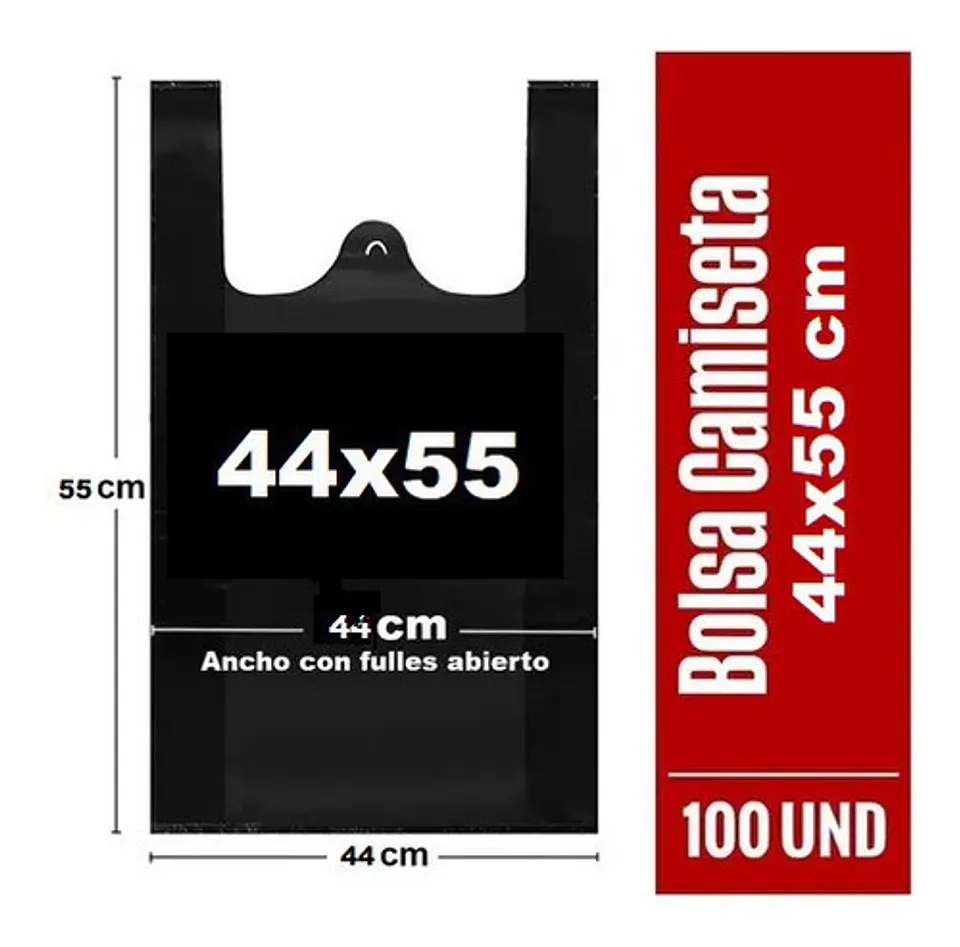 Bolsas Plásticas Tipo Camiseta - 44x55 - 100 Unidades 1