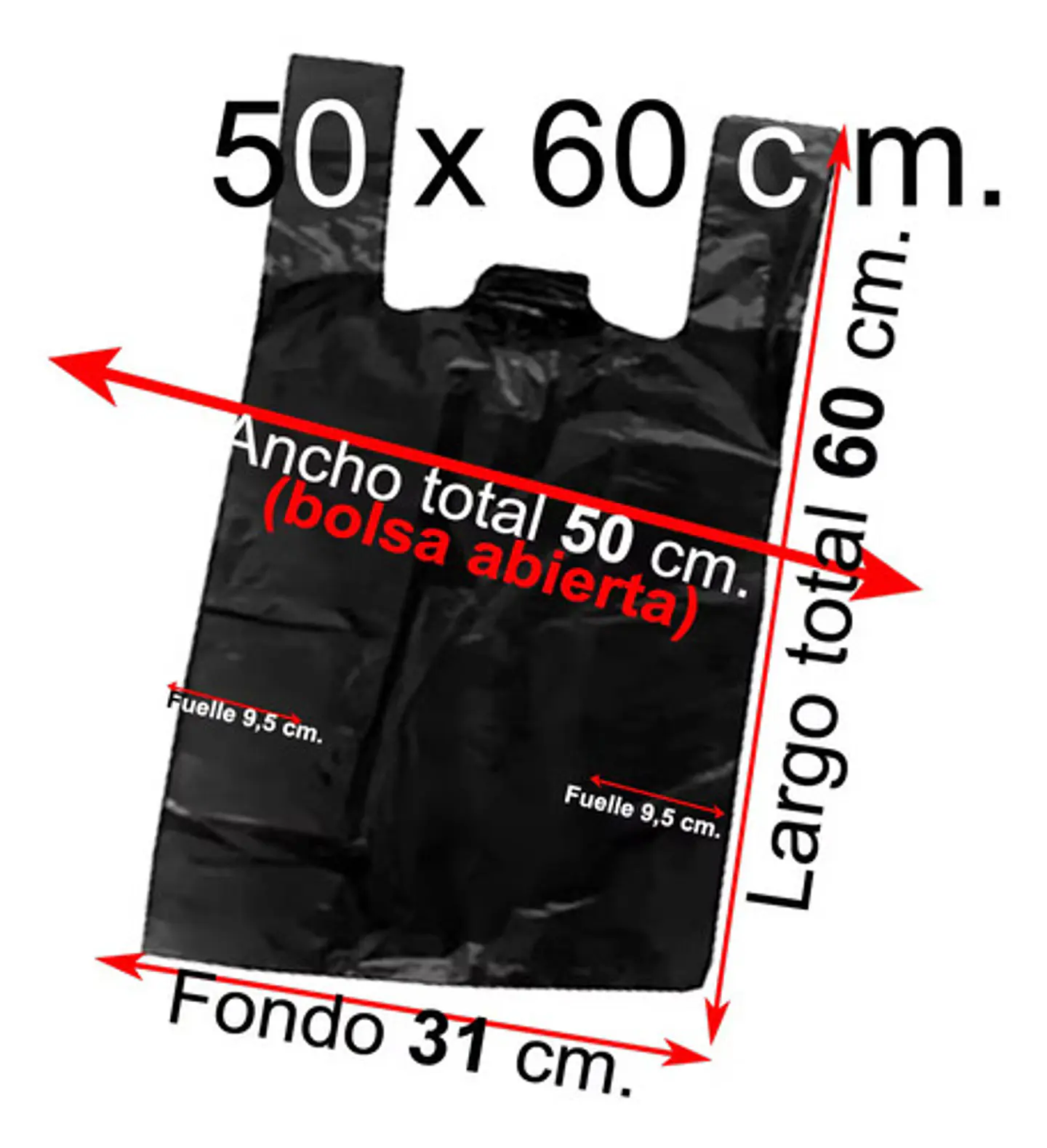 Bolsas Plásticas Tipo Camiseta - 50x60 - 100 Unidades. 1