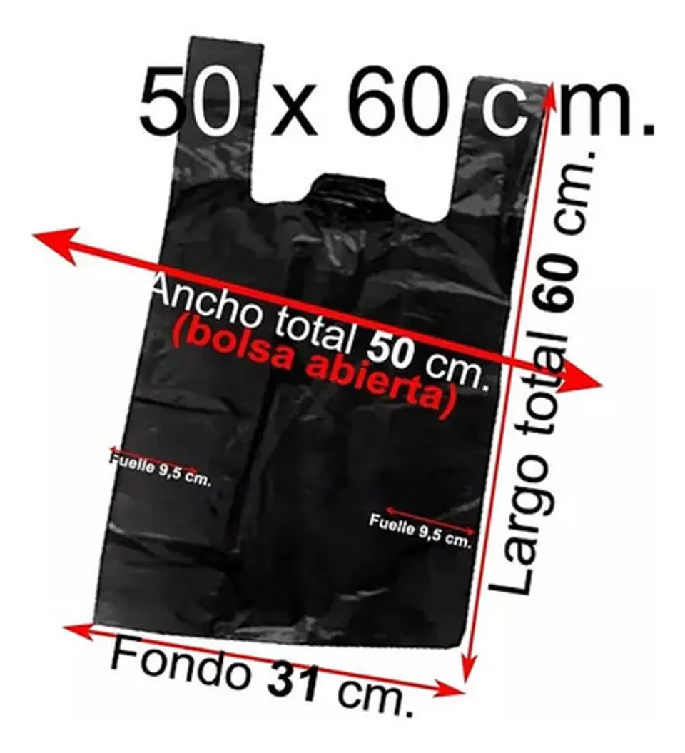 Bolsas Plásticas Tipo Camiseta - 50x60 - 100 Unidades. 6