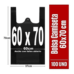 Bolsas Plásticas Camiseta 60x70 (100 Und) Negra Para Basura.