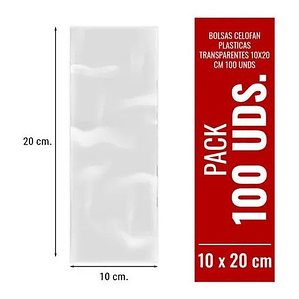 Bolsa Plastica 10x20 Cm Transparente Celofan - 100 Uni