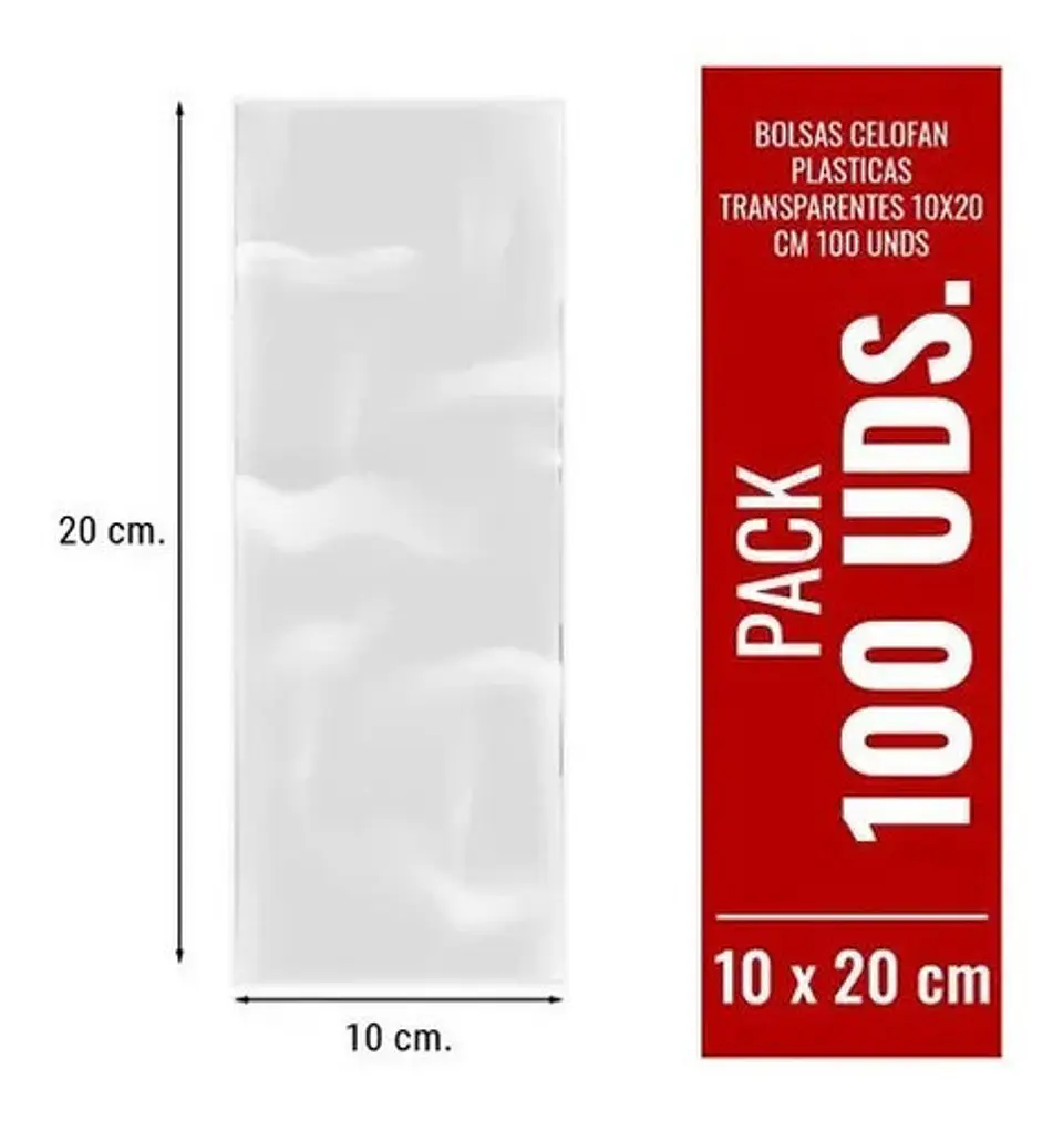 Bolsa Plastica 10x20 Cm Transparente Celofan - 100 Uni 1