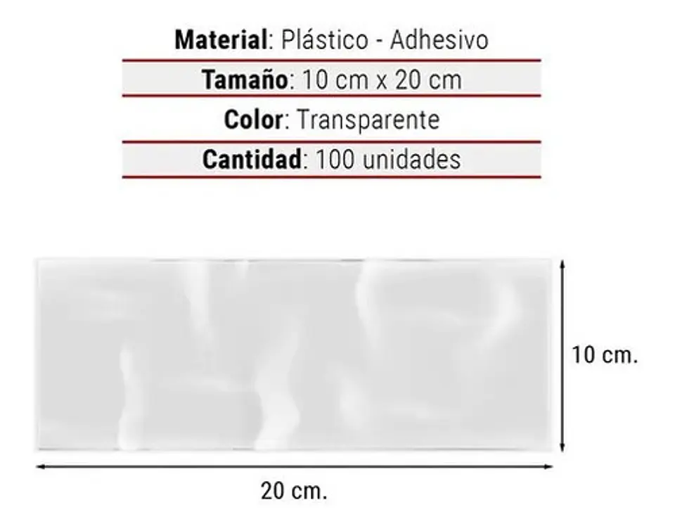 Bolsa Plastica 10x20 Cm Transparente Celofan - 100 Uni 3