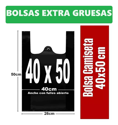 Bolsa de basura Gruesa por mayor de 40 x 50 cm, Saco de 3.000 uni.