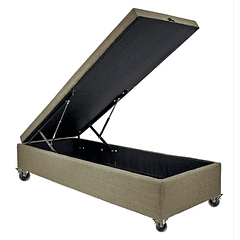 Base Cama Baul 1 PLaza / Frontal / Dif. Ruedas (Beige)