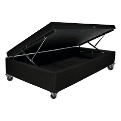 Base Cama Baul 1.5 PLaza / Lateral/ Dif. Ruedas (Negro)