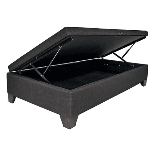 Base Cama Baul 1 PLaza / Lateral / Patas Madera (Gris Oscuro)