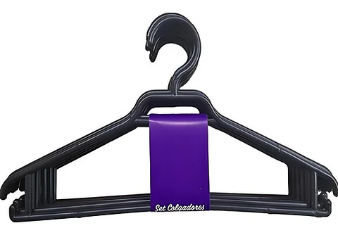Colgadores De Ropa Plástico Negro - Pack 20 Unidades