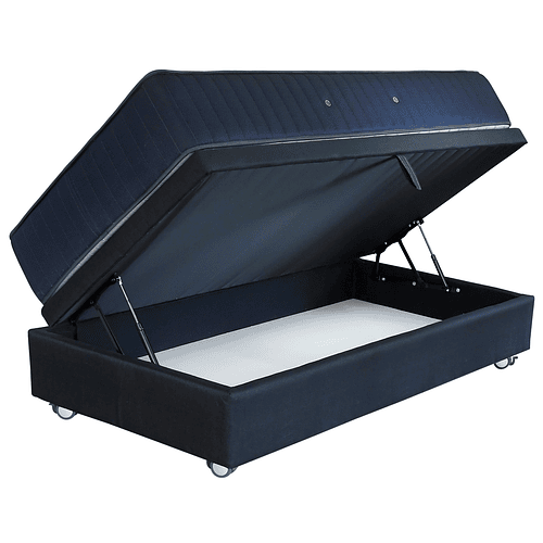 Cama Baul 1 Plaza + Colchon Premium CIC / Con Ruedas  (Negro)