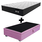 Cama Baul 1 Plaza + Colchon Black 90 x 190 cm / Con Ruedas (Rosa) 1