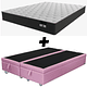 Cama Baul 2 Plazas + Colchon Black / Con Ruedas (Rosa)