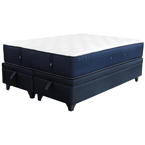 Cama Baul 2 Plazas + Colchon Premium CIC / Patas de Madera 11 cm (Negro)