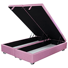 Cama Baul 2 Plazas + Colchon Premium CIC / Con Ruedas (Rosa) 10