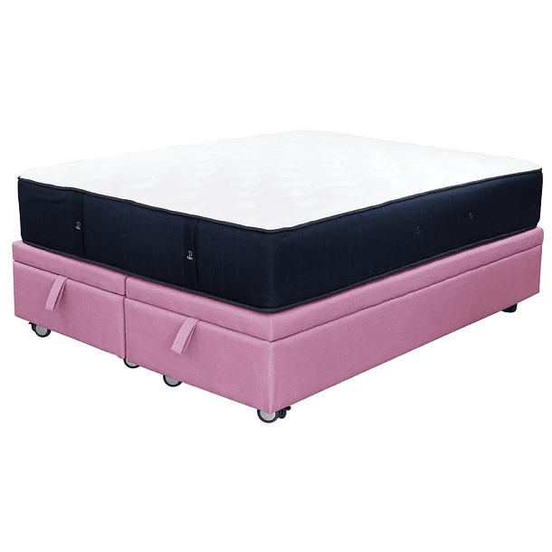 Cama Baul 2 Plazas + Colchon Premium CIC / Con Ruedas (Rosa) 7