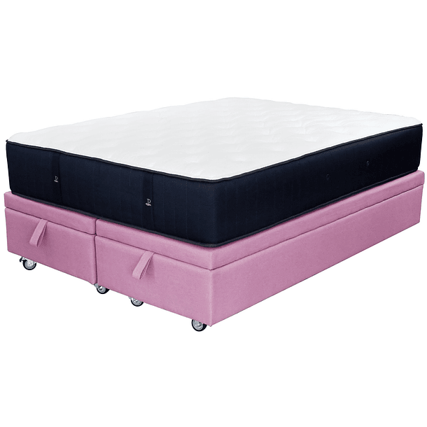 Cama Baul Super King + Colchon Premium CIC / Con Ruedas (Rosa) 2