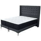 Cama Tradicional King + Colchon Premium CIC + Respaldo / Patas De Metal 15 cm 1