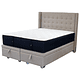 Cama Baul 2 Plazas + Colchon Premium CIC + Respaldo / Con Ruedas (Beige)