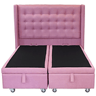 Cama Baul King + Colchon Premium CIC + Respaldo / Con Ruedas (Rosa) 9