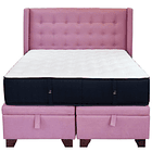 Cama Baul Super King + Colchon Premium CIC + Respaldo / Con Patas (Rosa) 2