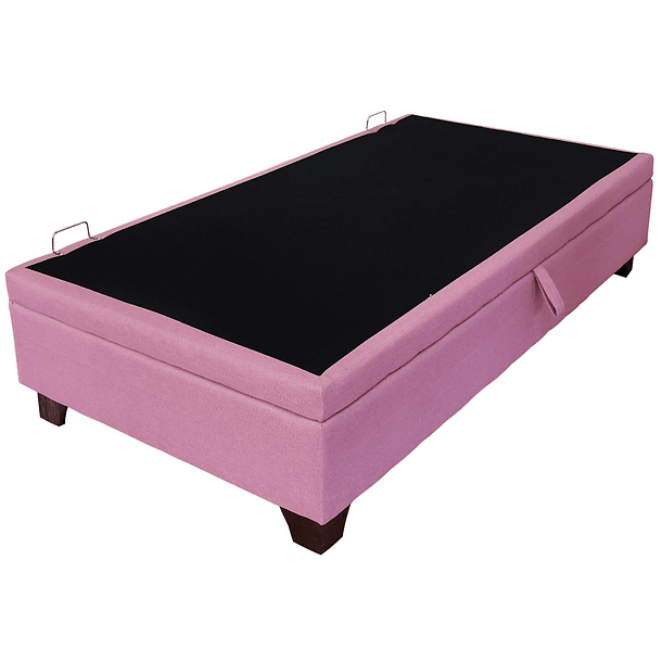 Base Cama Baul 1.5 Plazas / Lateral / Patas Madera (Rosa) 2