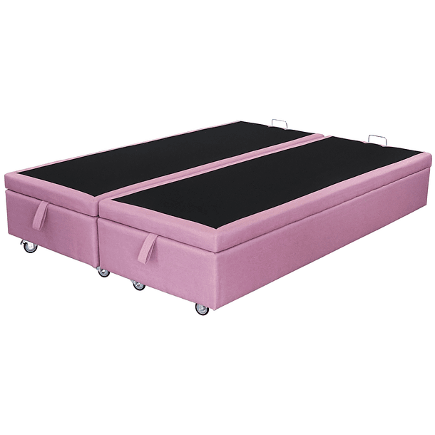 Cama Baul Full Dividida + Colchon Premium CIC / Con Ruedas (Rosa) 7