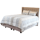 Cama Baul Full Dividida + Colchon Premium CIC + Respaldo / Con Patas (Beige) 3