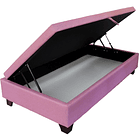 Cama Baul Full Unica + Colchon Premium CIC / Patas de Madera 11 cm (Rosa) 8