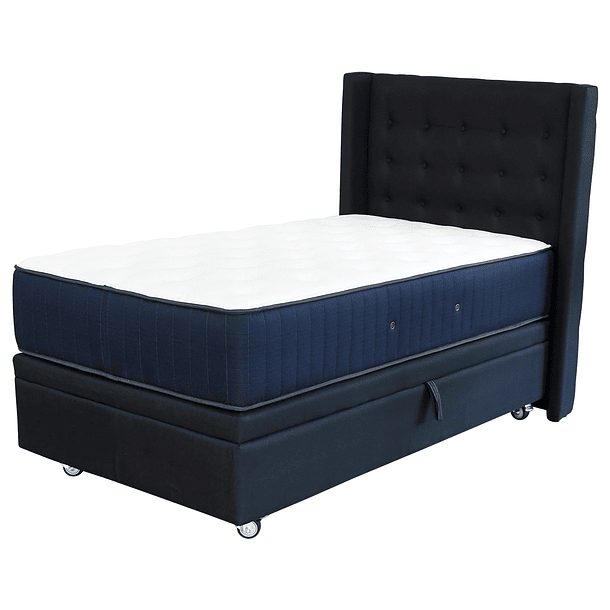 Cama Baul Full Unica + Colchon Premium CIC + Respaldo / Con Ruedas (Negro) 6