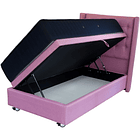 Cama Baul Full Unica + Colchon Premium CIC + Respaldo / Con Ruedas (Rosa) 2