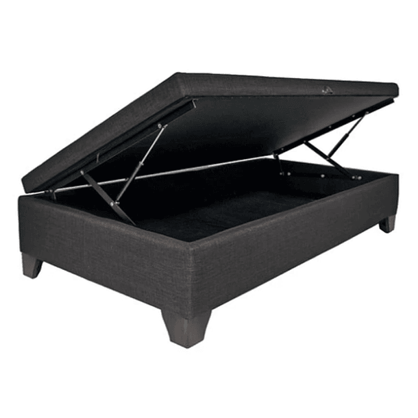 Base Cama Baul Full / Lateral / Patas Madera (Gris Oscuro)