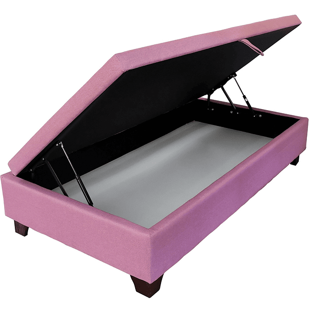 Base Cama Baul 1.5 Plazas / Lateral / Patas Madera (Rosa) 1