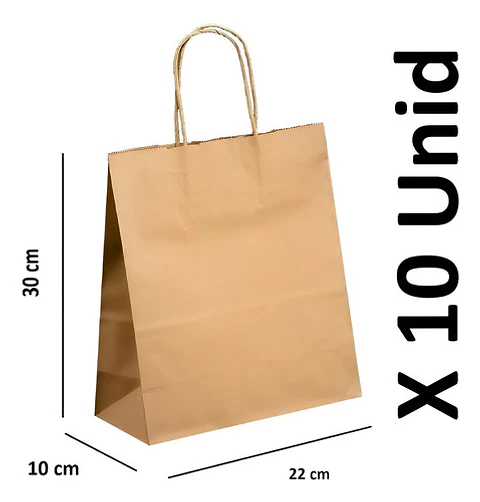 Bolsas De Regalo Papel Kraft 10 Uni - Tamaño 21x15x8cm