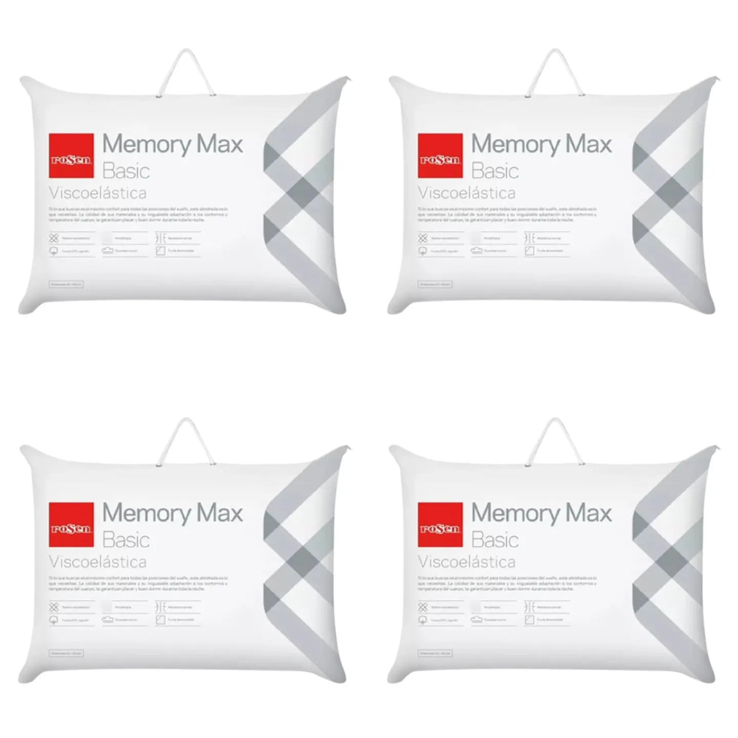 Pack 4 Almohadas Viscoelasticas Rosen Memory Max Basic King 1