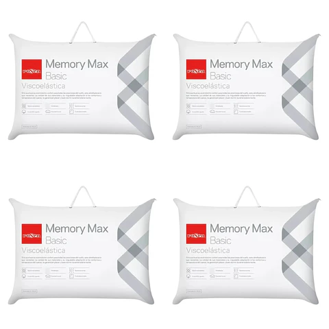 Pack 4 Almohadas Viscoelasticas Rosen Memory Max Basic 42x62 cm
