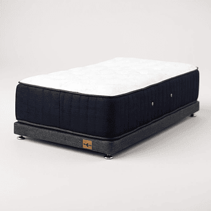 Cama Full Unica Colchon CIC - Box 13 cm Tipo Montessori - Con Patas Metalicas (Gris)