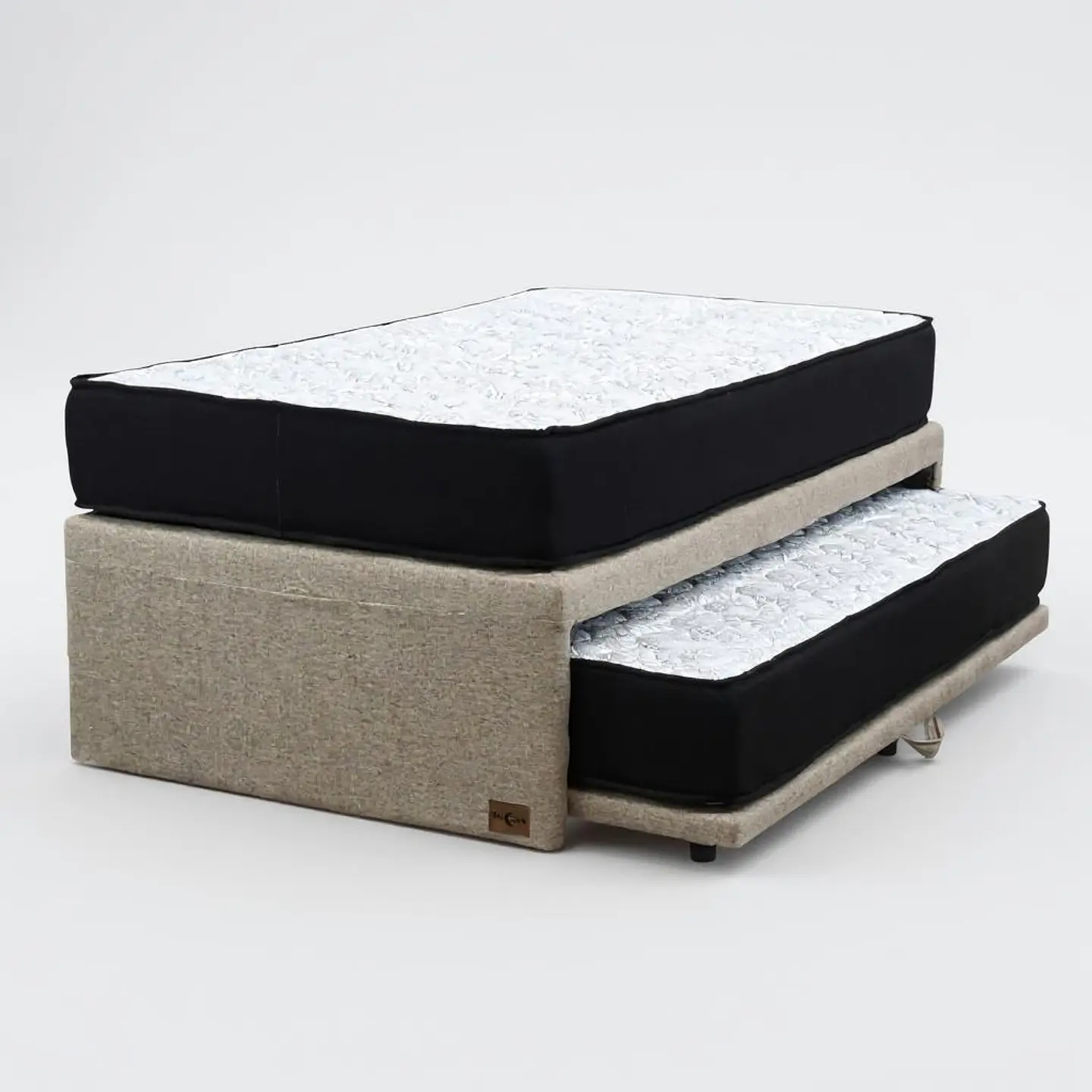 Cama NIDO 1.5 Plaza - Colchón Black - Ruedas Diván (Color Beige) 1