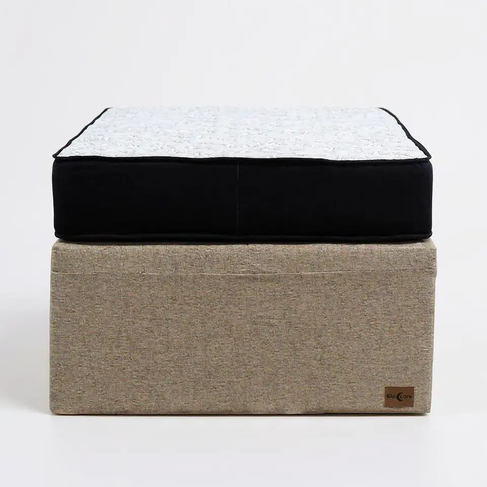 Cama NIDO 1.5 Plaza - Colchón Black - Ruedas Diván (Color Beige) 2
