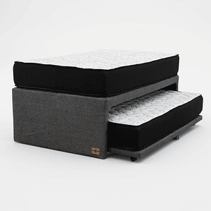 Cama NIDO 1.5 Plaza - Colchón Black - Ruedas Diván (Color Gris)