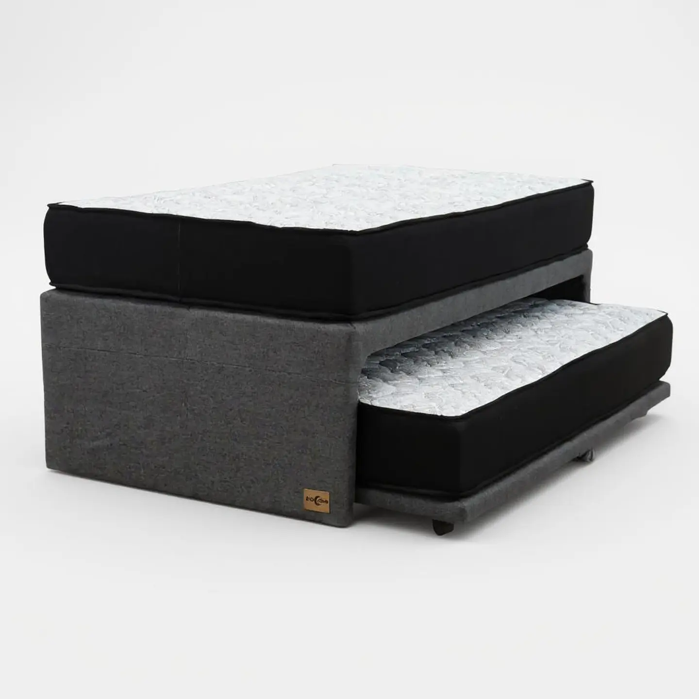 Cama NIDO 1.5 Plaza - Colchón Black - Ruedas Diván (Color Gris) 1