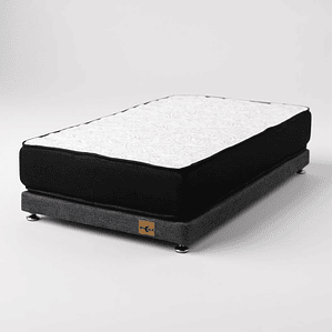 Cama 1.5 Plaza Colchon Black - Box 8 cm Tipo Montessori - Con Patas Metalicas (Gris)