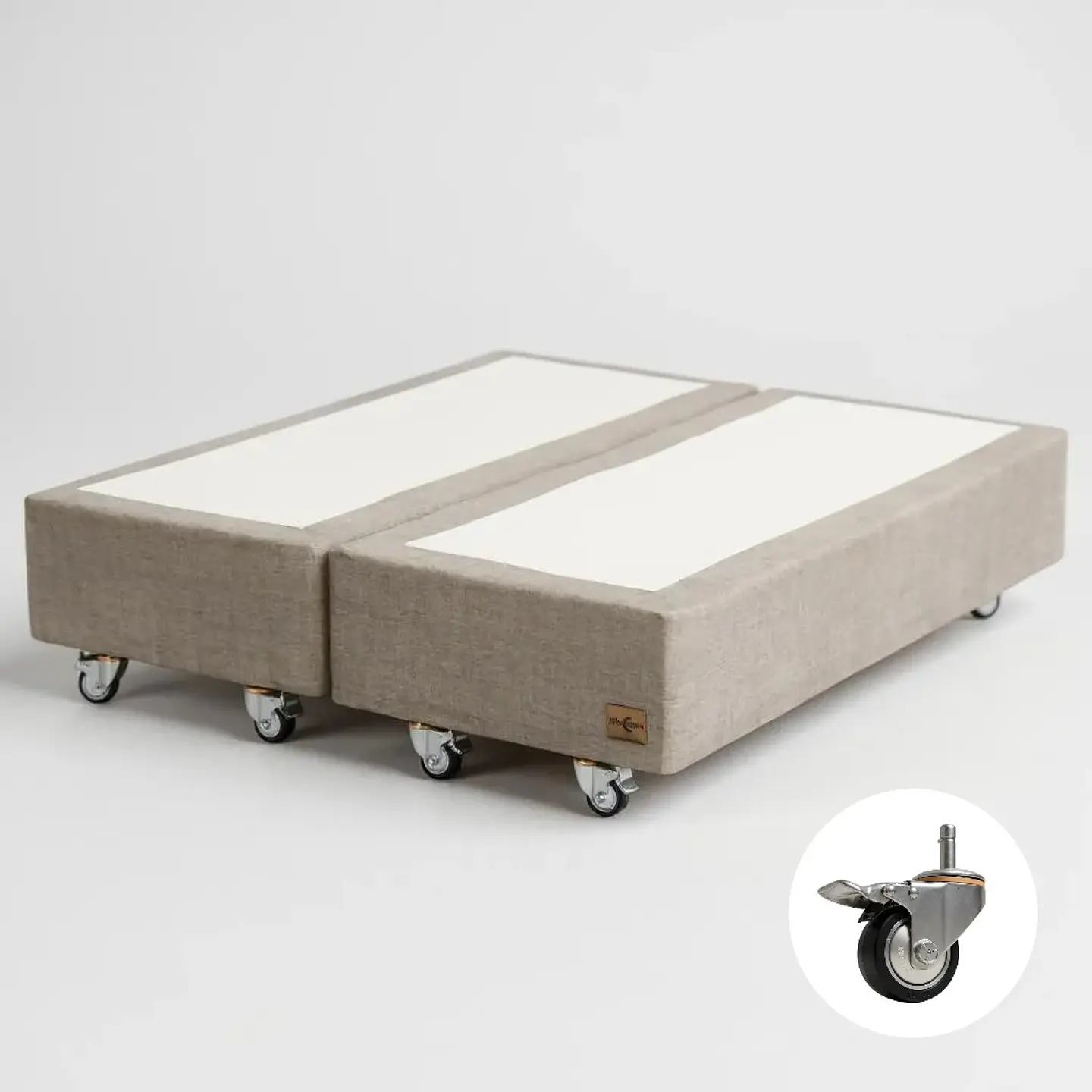 Base Tradicional Dividida 2 Plazas Box 30 cm / Dif. Ruedas (Beige) 6
