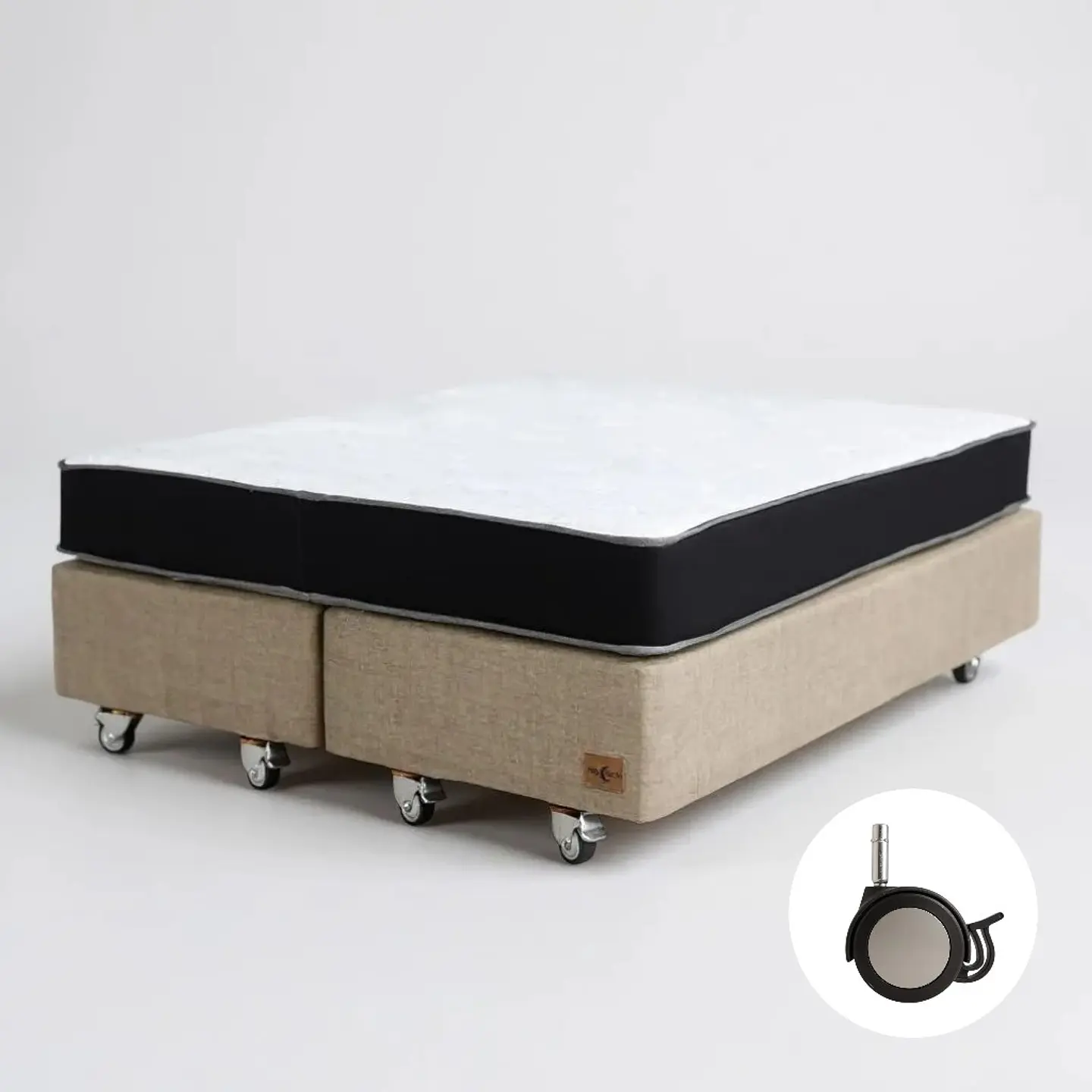 Cama Tradicional 2 Plazas Box 30 cm + Colchon Black / Dif. Ruedas 3