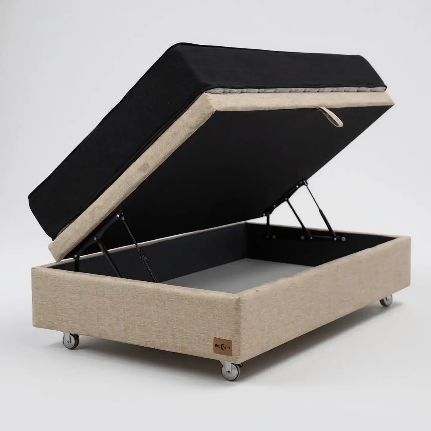 Cama Baul 1 Plaza + Colchon Black 90 x 190 cm / Con Ruedas (Beige) 3