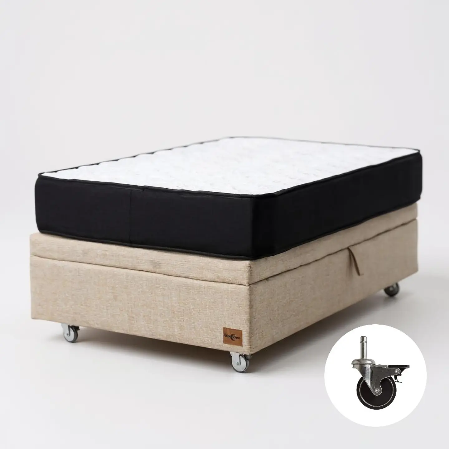 Cama Baul 1.5 Plaza + Colchon Black 105 x 190 cm / Con Ruedas (Beige) 7