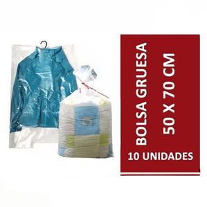 Bolsa Plástica Gruesa 50x70 Cm Transparente - 10 Unidades