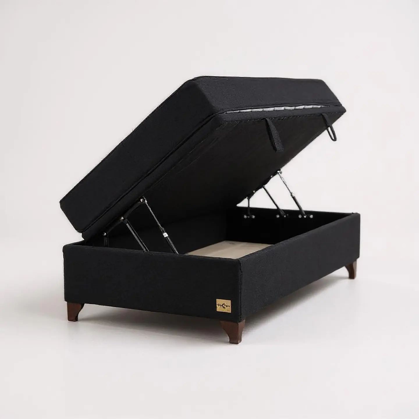 Cama Baul 1.5 Plazas + Colchon Black / Con Patas de Madera (Negro) 3