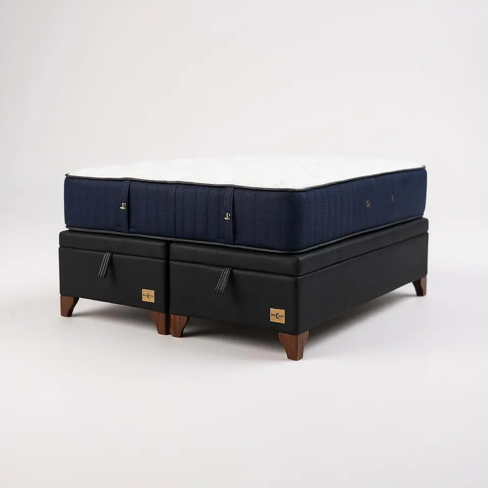 Cama Baul 2 Plazas + Colchon CIC / Patas de Madera (Negro) 2