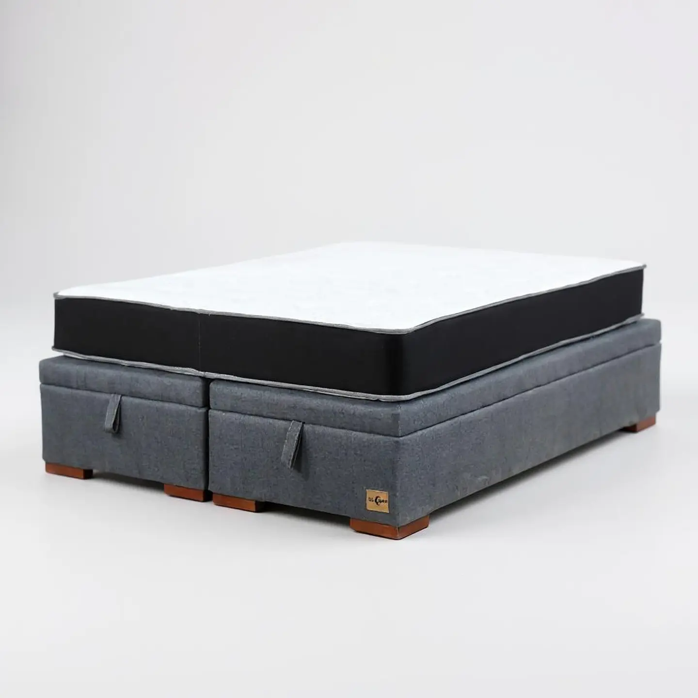 Cama Baul 2 Plazas + Colchon Black / Con Patas de Madera (Gris) 6